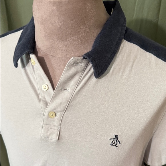 Original Penguin Men's Light Blue Polo with Navy Accents - Picture 2 of 5